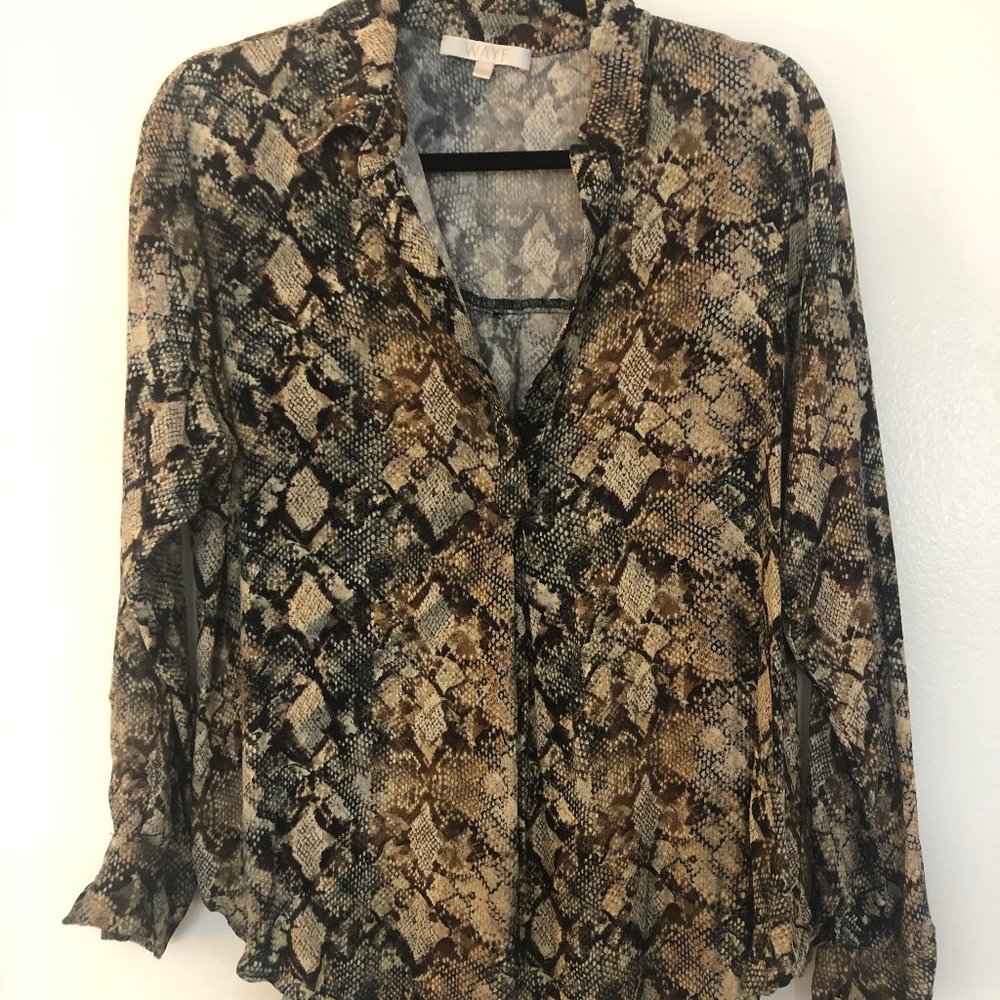 Long Sleeve Snakeskin Print Blouse